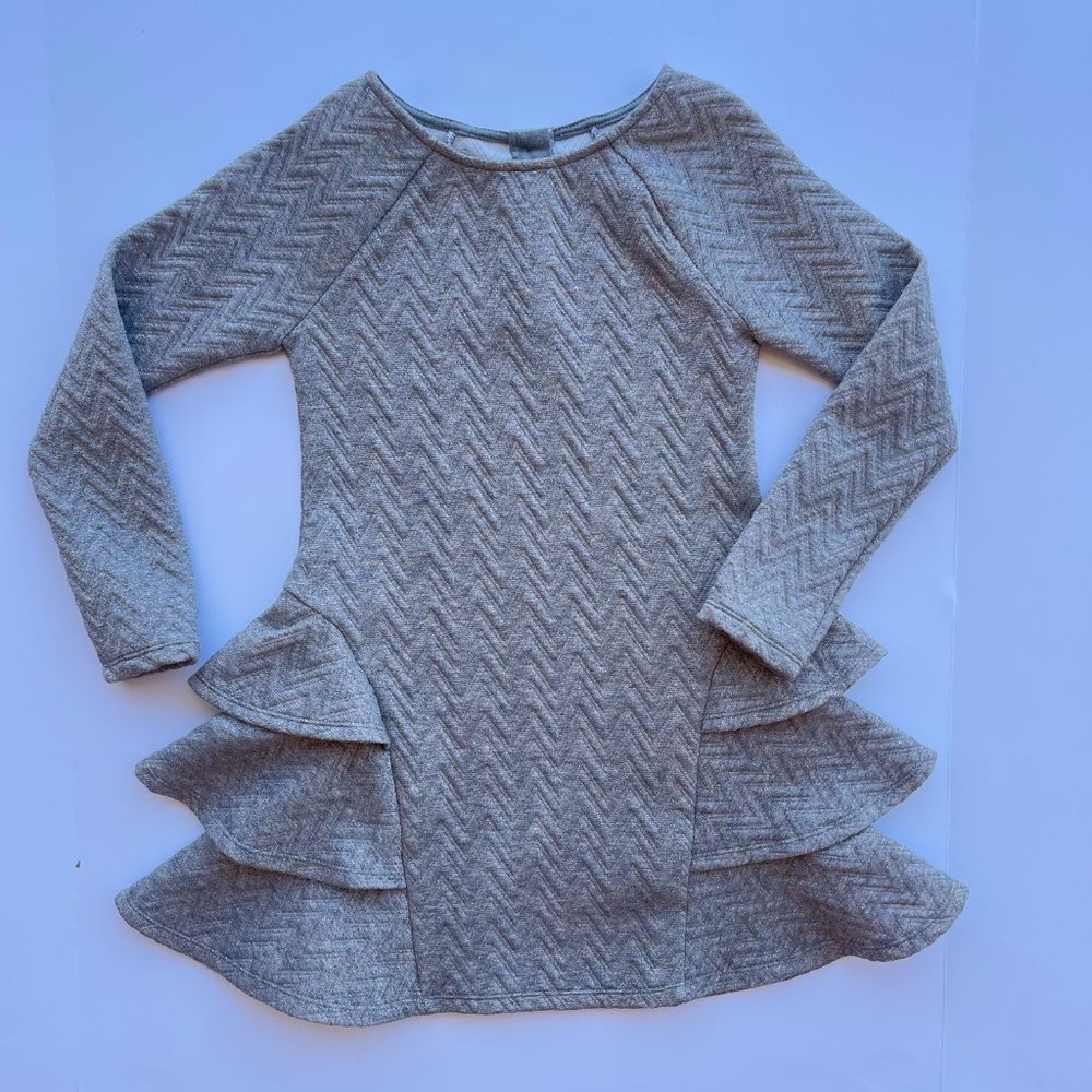 Girls Cat and Jack Lightweight Taupe quilted knit ruffle dress